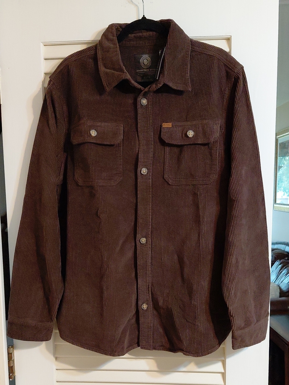 NWT Buffalo David Bitton Men's Size XL/TG Brown Corduroy Shirt Jacket